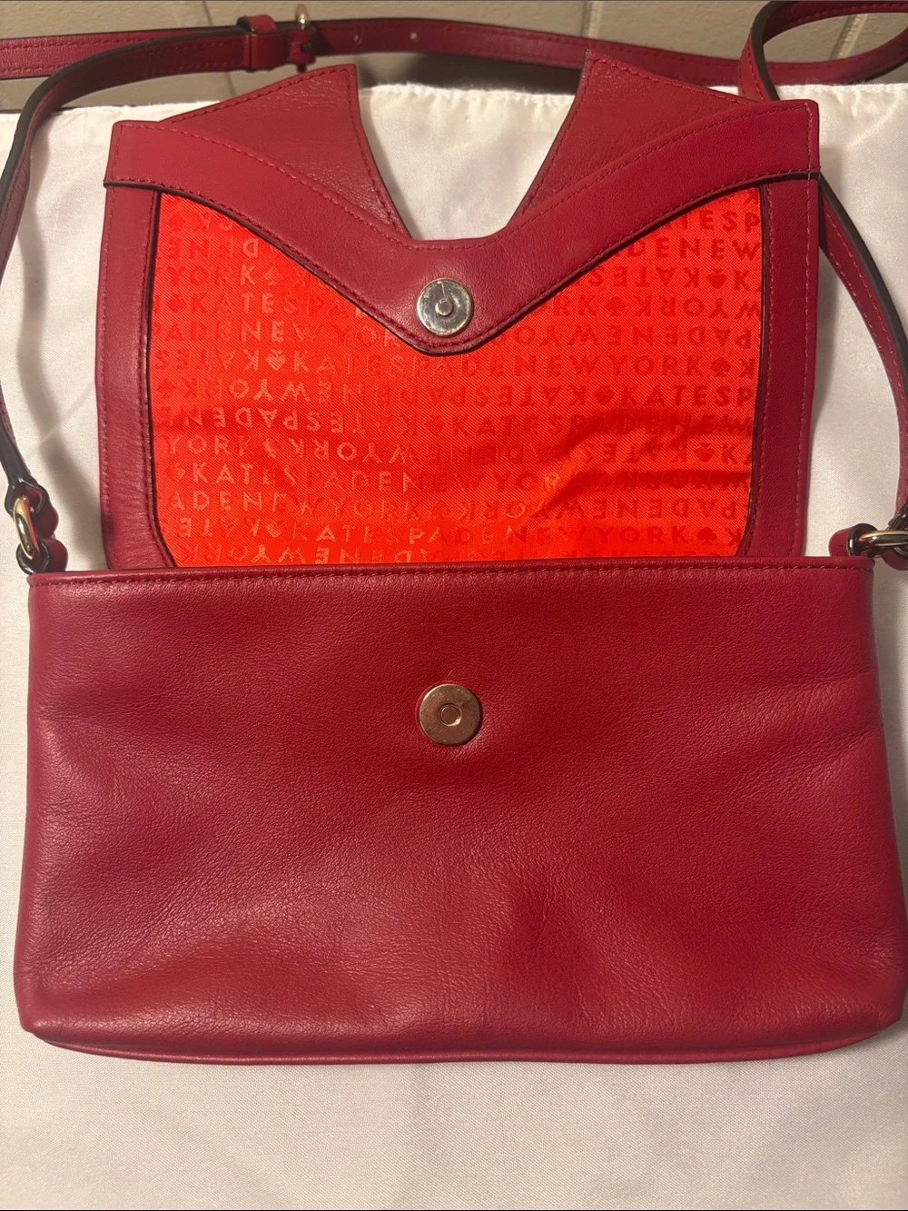 EUC Kate Spade Dynasty Red Leather Aster Montrose Avenue Bow Crossbody Bag